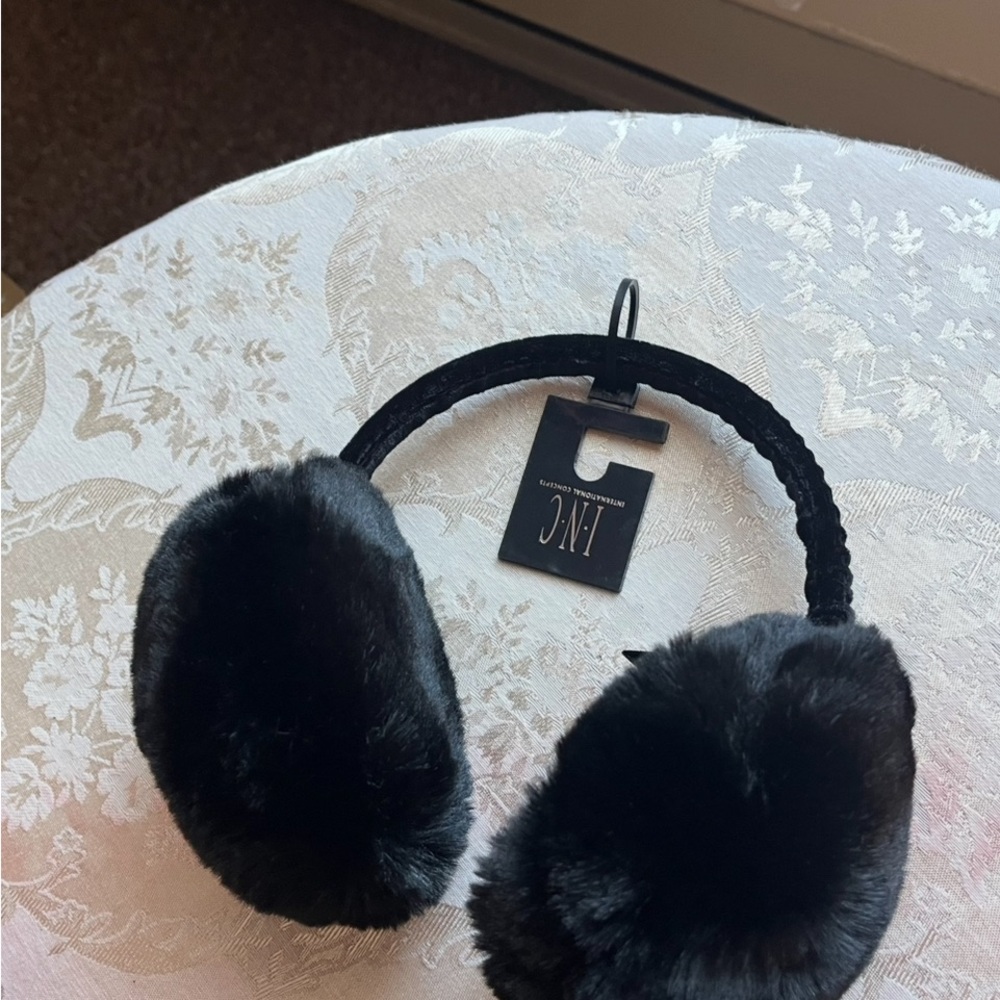 New with tags INC adjustable earmuffs on black velvet headband